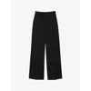 Sandro Womens  Wide-leg Mid-rise Wool-blend Trousers In Noir / Gris