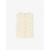 Sandro Womens Patch-pocket Faux-pearl Trim Tweed Waistcoat Naturels In Naturels