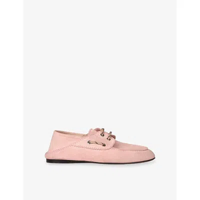 Sandro Womens Pink Foldable Suede Boat Loafers Eur 41 / 8 Uk