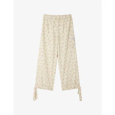 Sandro Davi Floral Wide Leg Pants In Neutral