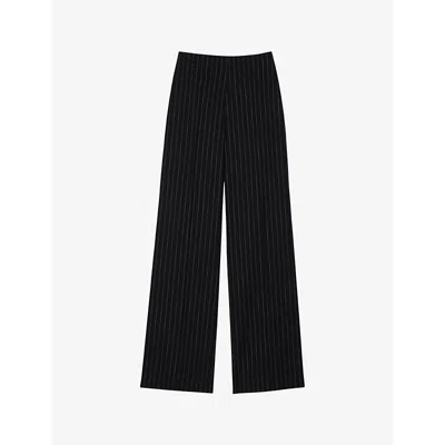 Sandro Peter Pinstriped Wide Leg Pants In Noir / Gris
