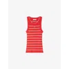 Sandro Striped-pattern Logo-plaque Tank Top In Red