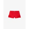 Sandro Womens Zip-up Ruffle-hem Stretch-cotton Shorts Red