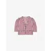 Sandro Ruffled Striped Shirt In Rouges