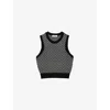 Sandro Checked Knit Top In Noir / Gris