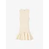 Sandro Knitted Ruffle-trim Mini Dress In Naturels
