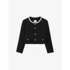 Sandro Embellished Cropped Jacket In Noir / Gris