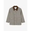 Sandro Womens Check-pattern Velvet-collar Woven Coat Bruns In Bruns