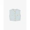 Sandro Womens Chest-pocket Tweed Woven Vest Bleus In Bleus