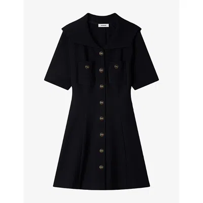Sandro Sabrina Sailor Collar Mini Dress In Black