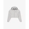 Sandro Womens Light Grey Contrast-hood Regular-fit Cropped Sweatshirt In Gray