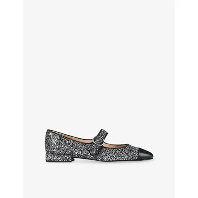 SANDRO WOMENS BLACK CONTRAST-TOE GLITTERED AND LEATHER MARY JANE FLATS EUR 39 / 6 UK