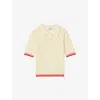 Sandro Womens Naturels Contrast-trim Knitted Cotton-blend Polo Shirt In Naturels