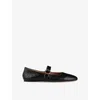 Sandro Leather Ballet Flats In Noir / Gris