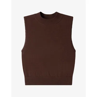 Sandro Womens  Cropped Sleeveless Jumper In Brown