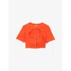 Sandro Linen-blend Tailored Cut-out Top In Jaunes / Oranges