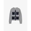 Sandro Womens Grey Denim-pocket Ribbed Wool Cardigan In Gray