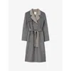 Sandro Womens Grey Double-breasted Tie-belt Wool-blend Coat In Gray