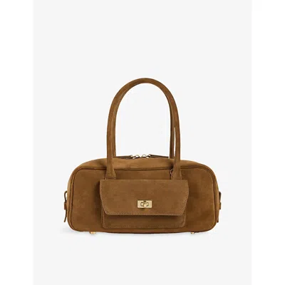 Sandro Womens  Ezmehralda Suede Bowling Bag In Beige