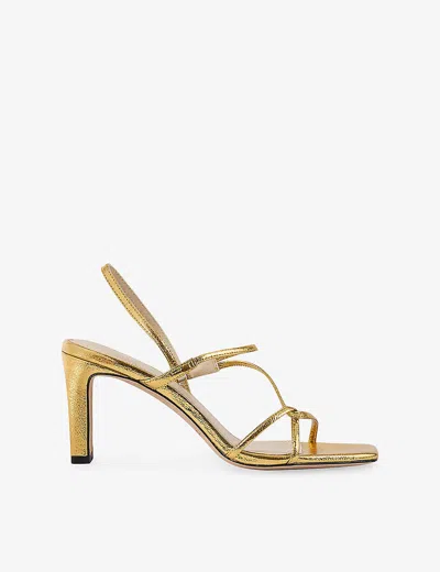 Sandro Faye Metallic Strappy Sandals In Gold