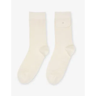 Sandro Womens Naturels Flap-detail Bead-embellished Stretch-cotton Socks