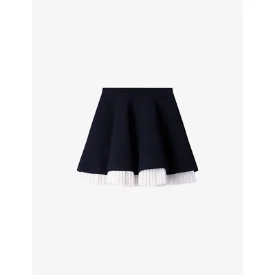 Sandro Womens  Flared Elasticated-waist Knitted Mini Skirt In Black