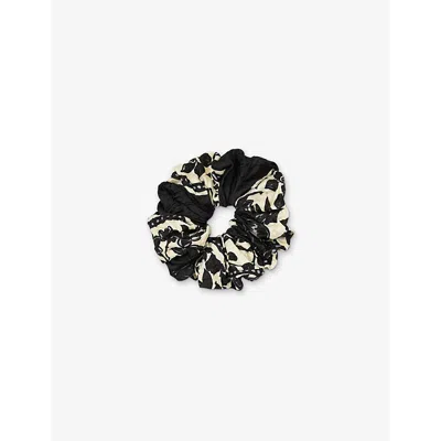 Sandro Womens Floral-print Woven Hair Scrunchie Naturels
