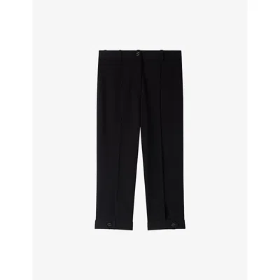 Sandro Womens  High-rise Knee-length Woven Shorts In Black