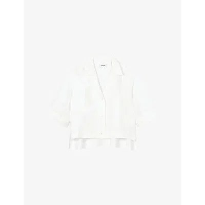 Sandro Womens Jacquard-bow Relaxed-fit Woven Shirt Naturels