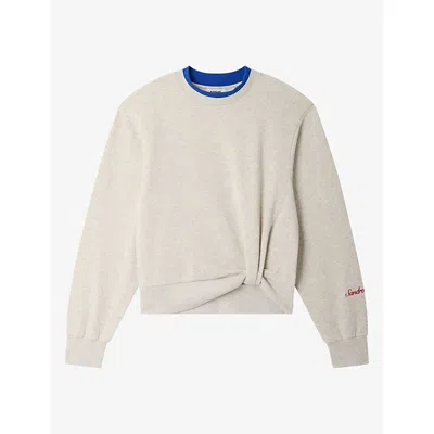 Sandro Womens  Knotted Two-in-one Cotton Sweatshirt In White