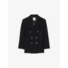 Sandro Womens  Lapel-collar Double-breasted Wool-blend Blazer In Noir / Gris