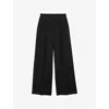 Sandro Womens Black Logo-waist Wide-leg Wool Trousers In Black