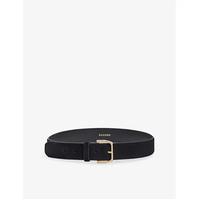 Sandro Womens  Metal-buckle Suede Belt In Black