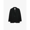 Sandro Womens  Notched-lapel Single-breasted Woven Blazer In Noir / Gris