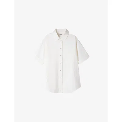 SANDRO WOMENS SANDRO OVERSIZED PLEATED-BACK WOVEN SHIRT