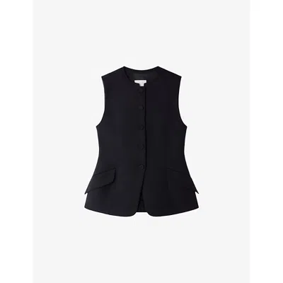 Sandro Womens  Peplum-hem Slim-fit Stretch Cotton-blend Waistcoat In Black