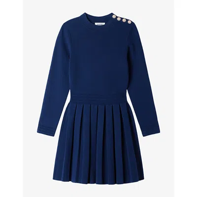 Sandro Velia Knit Flare Dress In Blue