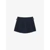 Sandro Womens Navy Blue Pleated High-rise Stretch-woven Mini Skirt In Blue