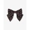 Sandro Womens Brown / White Printed Satin Bow Barrette In Black