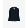 Sandro Womens Navy Blue Regular-fit Single-breasted Wool Blazer In Black