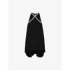 Sandro Womens Black Rhinestone-embellished Cape Woven Mini Dress In Black