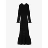 Sandro Womens Black Rhinestone-embellished Knitted Wool-blend Maxi Dress In Black