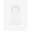 Sandro Womens Naturels Rhinestone-embellished Round-neck Sleeveless Stretch-woven Mini Dress