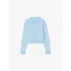 Sandro Womens Sky Blue Round-neck Ruffle-cuff Wool And Cashmere Cardigan In Blue