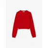 Sandro Emile Ruffled Cardigan In Rouges