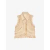 Sandro Womens Ruffle Sleeveless Linen-blend Shirt Naturels In Naturels