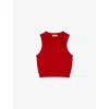Sandro Ruffle-detail Wool-blend Vest In Rouges