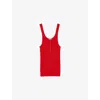Sandro Womens Scoop-neck Ribbed Cotton-blend Vest Top Rouges