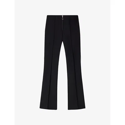 Sandro Womens  Seam-detail Flared-leg High-rise Stretch Cotton-blend Trousers In Black