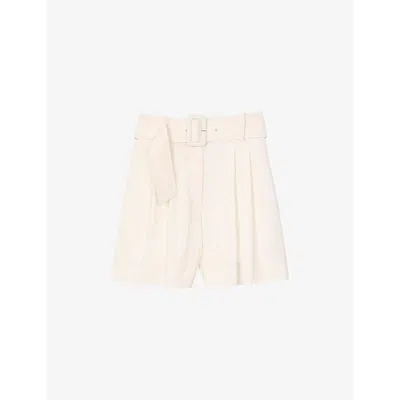 Sandro Womens Naturels Sequin-embellished Belted Woven Shorts